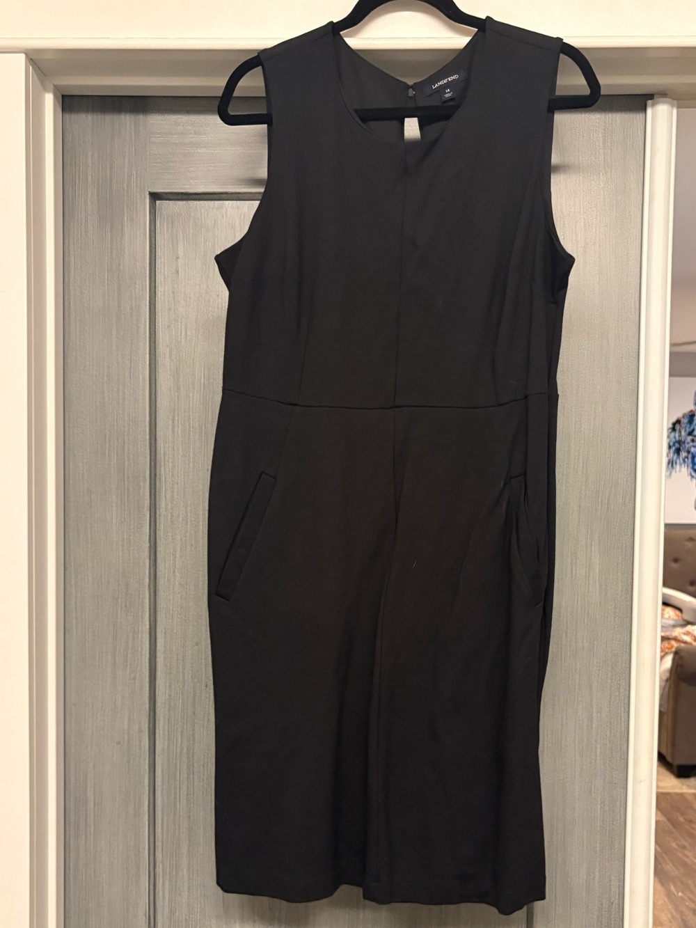 Lands' End Sleeveless Black Sheath Dress